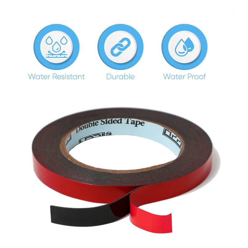 HpP شريط لاصق مزدوج الجوانب HPP، شريط قوي وعالي التحمل للاستخدام الداخلي والخارجي (0.5 بوصة × 16 قدم) - Image 5